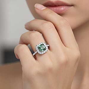 Luxuriant Lab Grown Green Diamond and Lab Grown Diamond VS 2.50 ctw Green Legacy Frame Ring in 950 Platinum (Size 9.0) 5.85 Grams