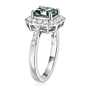 Luxuriant Lab Grown Green Diamond and Lab Grown Diamond VS 2.50 ctw Green Legacy Frame Ring in 950 Platinum (Size 9.0) 5.85 Grams