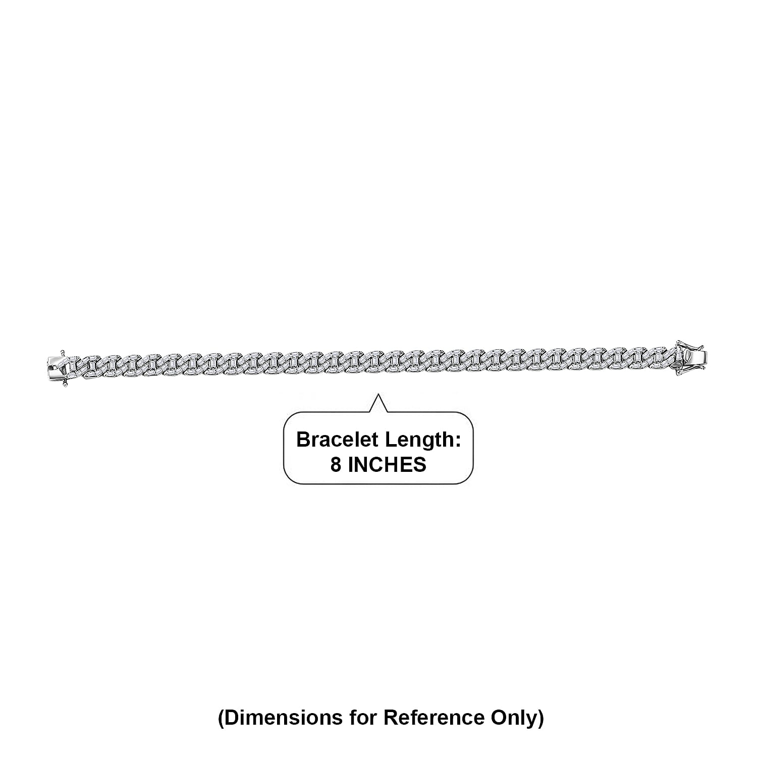 D'Joy Moissanite 4.35 ctw Cuban Chain Men's Bracelet in Rhodium Over Sterling Sil (8.00 In)