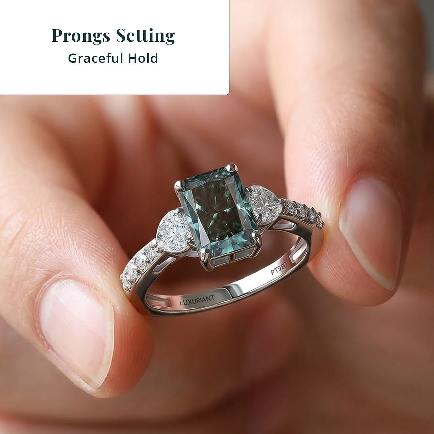 SGL Certified 950 Platinum Luxuriant Lab Grown Green Diamond IR and Lab Grown Diamond VS 2.75 ctw Forest Flame Desire Ring (Size 6.0) 4.20 Grams