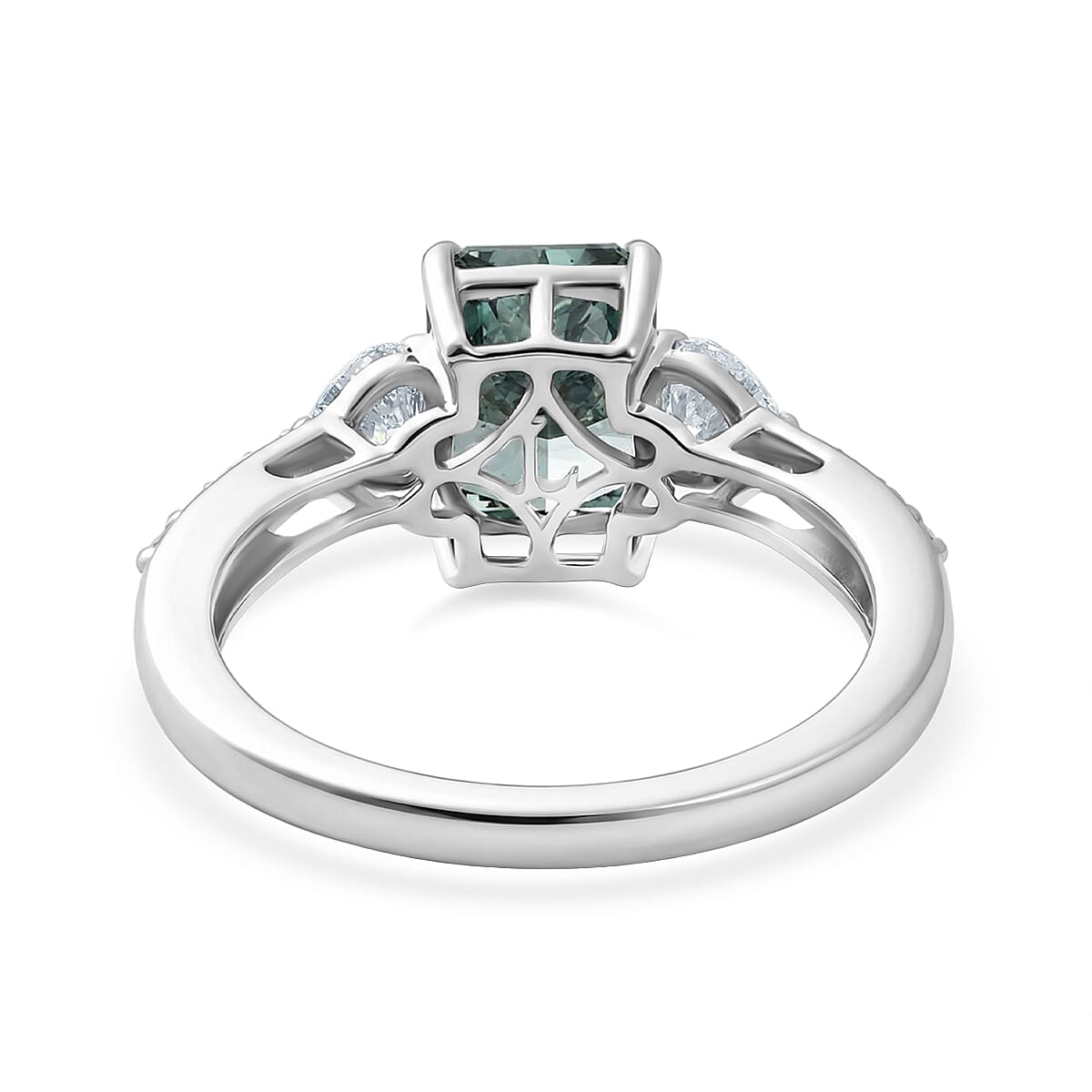 SGL Certified 950 Platinum Luxuriant Lab Grown Green Diamond (IR) and Lab Grown Diamond VS 2.75 ctw Forest Flame Desire Ring (Size 6.0) 4.20 Grams (Del. in 8-10 Days) image number 4
