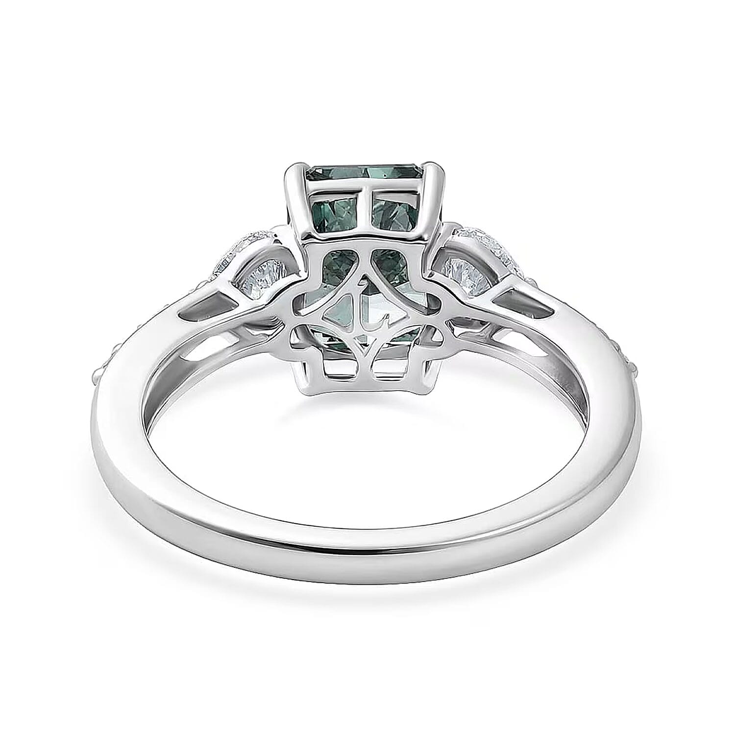 SGL Certified 950 Platinum Luxuriant Lab Grown Green Diamond IR and Lab Grown Diamond VS 2.75 ctw Forest Flame Desire Ring (Size 6.0) 4.20 Grams