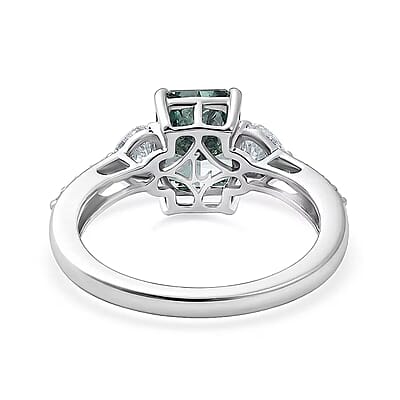 SGL Certified 950 Platinum Luxuriant Lab Grown Green Diamond IR and Lab Grown Diamond VS 2.75 ctw Forest Flame Desire Ring (Size 6.0) 4.20 Grams