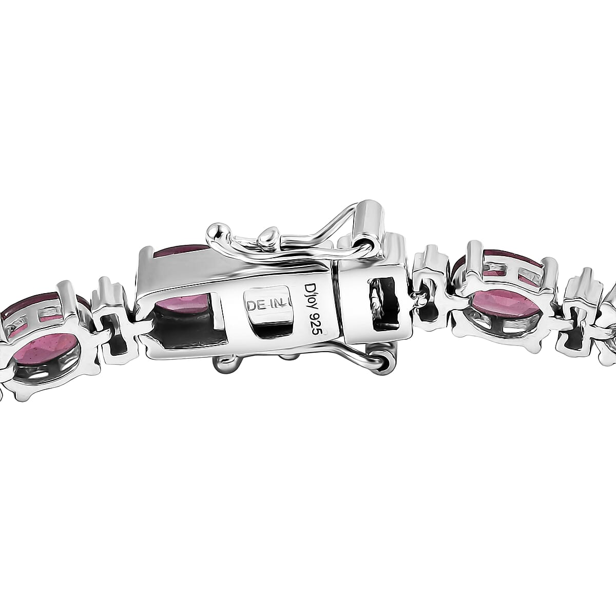 D'Joy Premium Orissa Rhodolite Garnet and Moissanite 13.50 ctw Roman Colonnade Bracelet in Rhodium Over Sterling Silver (7.25 In) image number 3