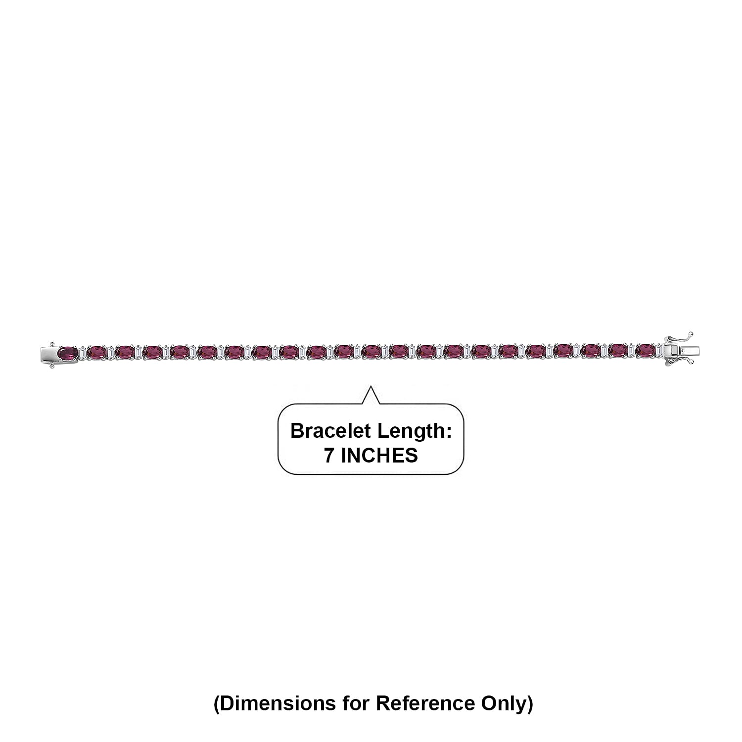 D'Joy Premium Orissa Rhodolite Garnet and Moissanite 13.50 ctw Roman Colonnade Bracelet in Rhodium Over Sterling Silver (7.25 In)
