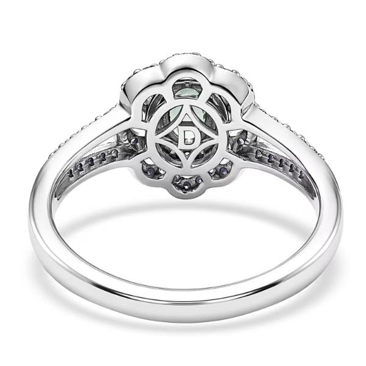 D'Joy Premium Green Sapphire, Moissanite Ring in Rhodium Over Sterling Silver (Size 10.0) 1.00 ctw image number 6