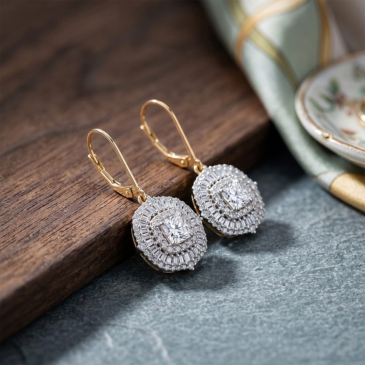 TLV Luxuriant Lab Grown Diamond (G-H, SI) Earrings in 18K Vermeil YG Over Sterling Silver 2.00 ctw image number 1
