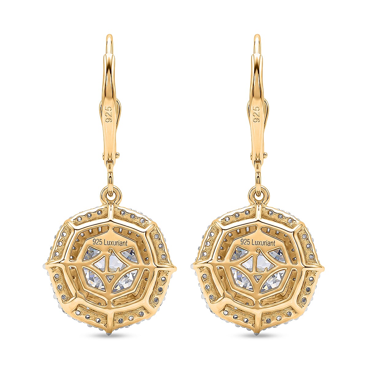 TLV Luxuriant Lab Grown Diamond (G-H, SI) Earrings in 18K Vermeil YG Over Sterling Silver 2.00 ctw image number 4