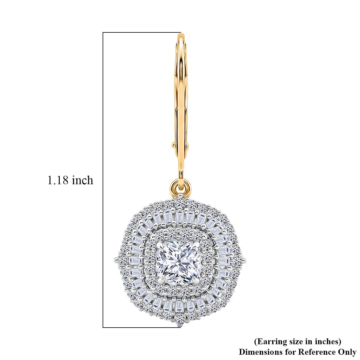 Luxuriant Lab Grown Diamond G-H SI 2.00 ctw Double Halo Earrings in 18K Vermeil Yellow Gold Over Sterling Silver