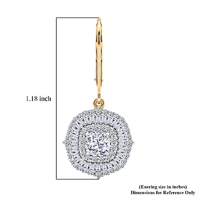 Luxuriant Lab Grown Diamond G-H SI 2.00 ctw Double Halo Earrings in 18K Vermeil Yellow Gold Over Sterling Silver