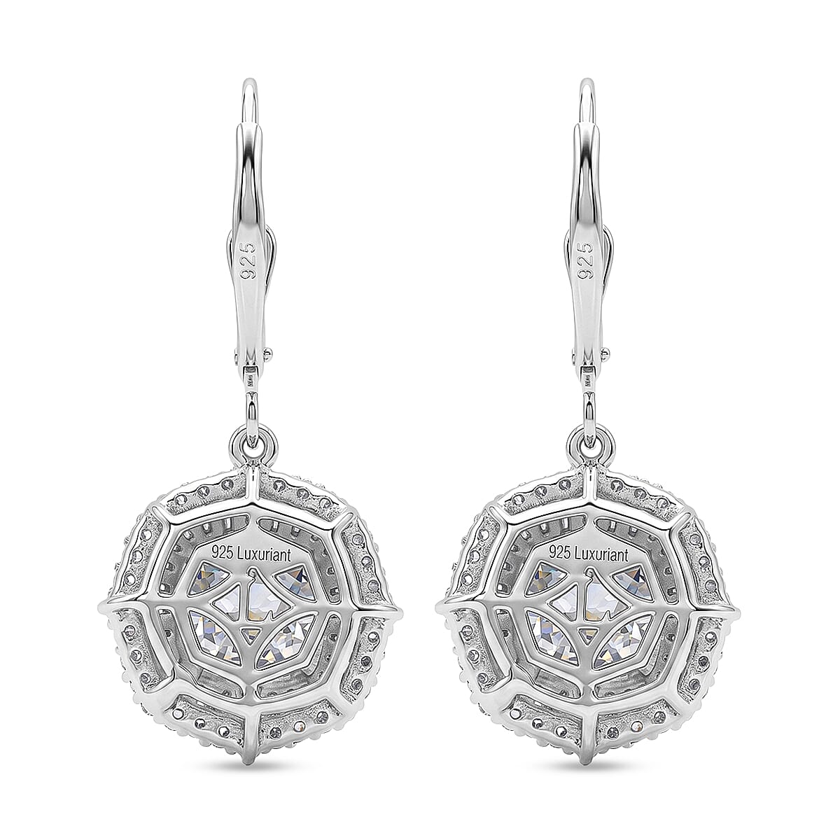 Luxuriant Lab Grown Diamond G-H SI 2.00 ctw Double Halo Earrings in Rhodium Over Sterling Silver image number 4