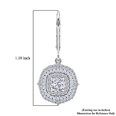 Luxuriant Lab Grown Diamond G-H SI 2.00 ctw Double Halo Earrings in Rhodium Over Sterling Silver