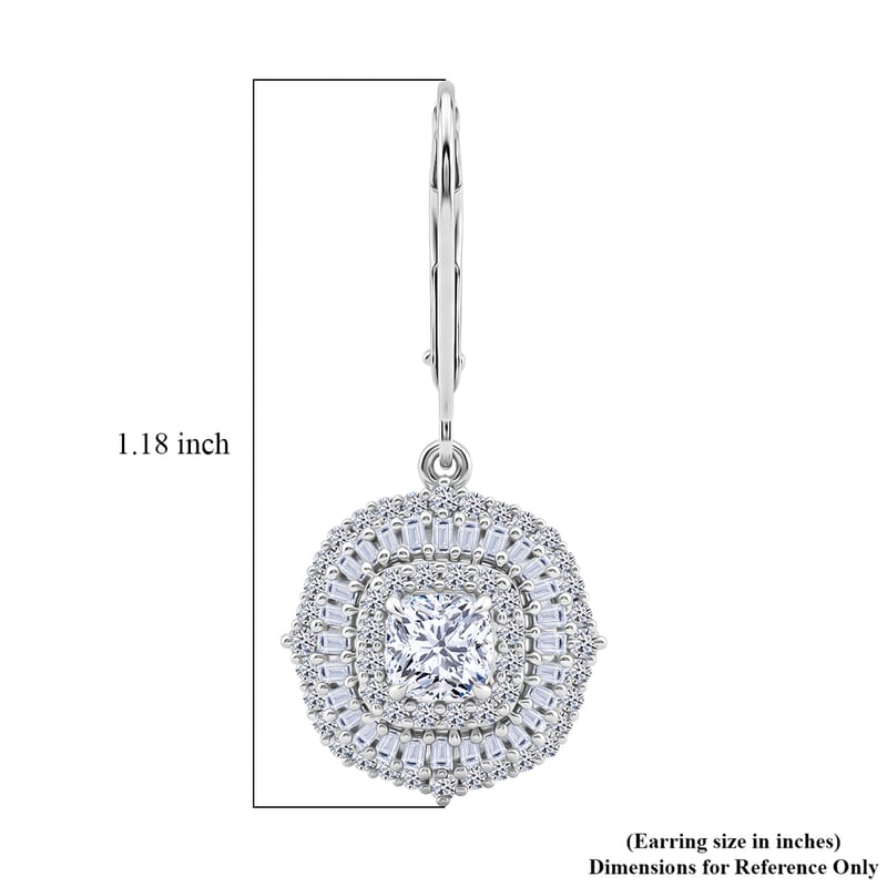 Luxuriant Lab Grown Diamond G-H SI 2.00 ctw Double Halo Earrings in Rhodium Over Sterling Silver