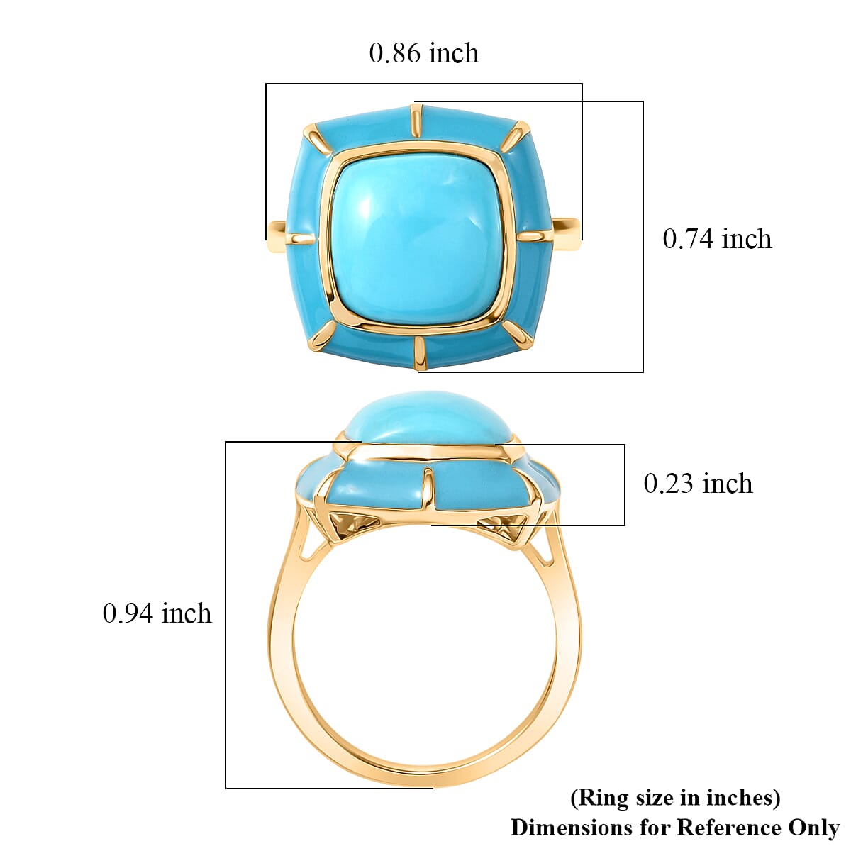 D'Joy Premium Sleeping Beauty Turquoise 4.50 ctw Sky Fortress Ring in 18K Vermeil Yellow Gold Over Sterling Silver (Size 7.0) image number 5