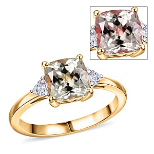 AAA Turkizite and Luxuriant Lab Grown Diamond G-H SI 2.10 ctw Modern Royale Ring in 18K Vermeil Yellow Gold Over Sterling Silver (Size 10.0)