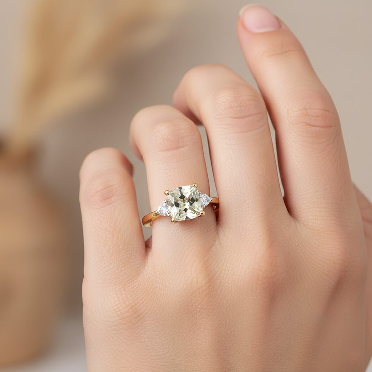 AAA Turkizite and Luxuriant Lab Grown Diamond G-H SI 2.10 ctw Modern Royale Ring in 18K Vermeil Yellow Gold Over Sterling Silver (Size 10.0) image number 2