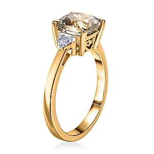 AAA Turkizite and Luxuriant Lab Grown Diamond G-H SI 2.10 ctw Modern Royale Ring in 18K Vermeil Yellow Gold Over Sterling Silver (Size 10.0)