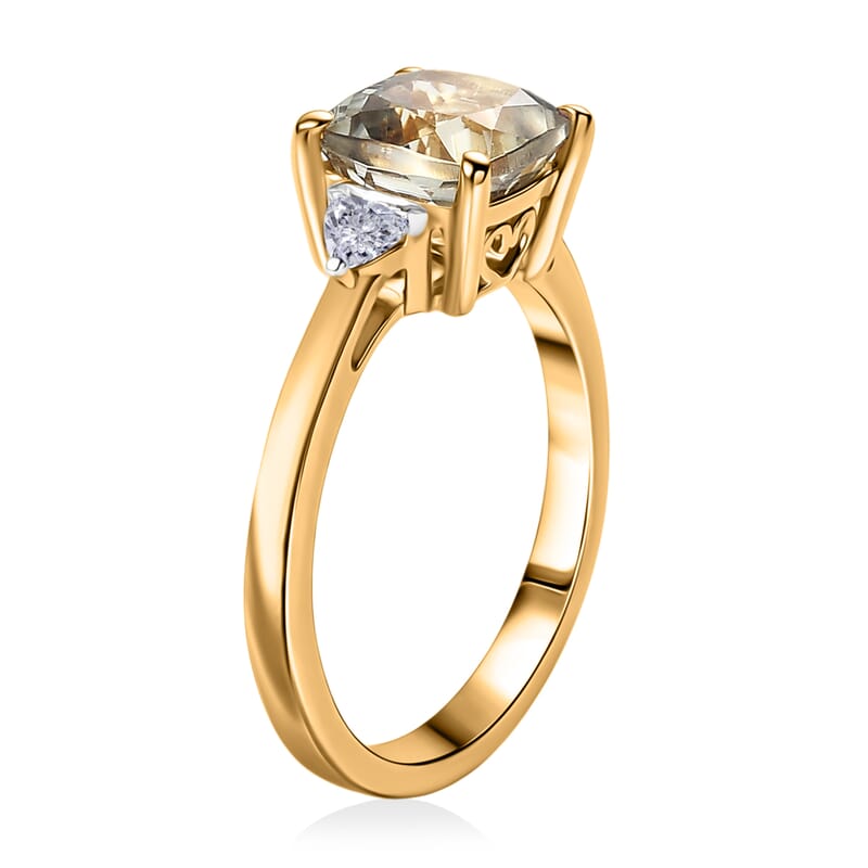 AAA Turkizite and Luxuriant Lab Grown Diamond G-H SI 2.10 ctw Modern Royale Ring in 18K Vermeil Yellow Gold Over Sterling Silver (Size 10.0)