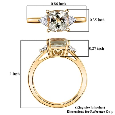 AAA Turkizite and Luxuriant Lab Grown Diamond G-H SI 2.10 ctw Modern Royale Ring in 18K Vermeil Yellow Gold Over Sterling Silver (Size 10.0)