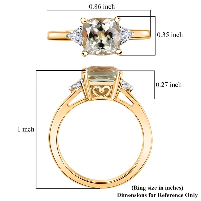 AAA Turkizite and Luxuriant Lab Grown Diamond G-H SI 2.10 ctw Modern Royale Ring in 18K Vermeil Yellow Gold Over Sterling Silver (Size 10.0)