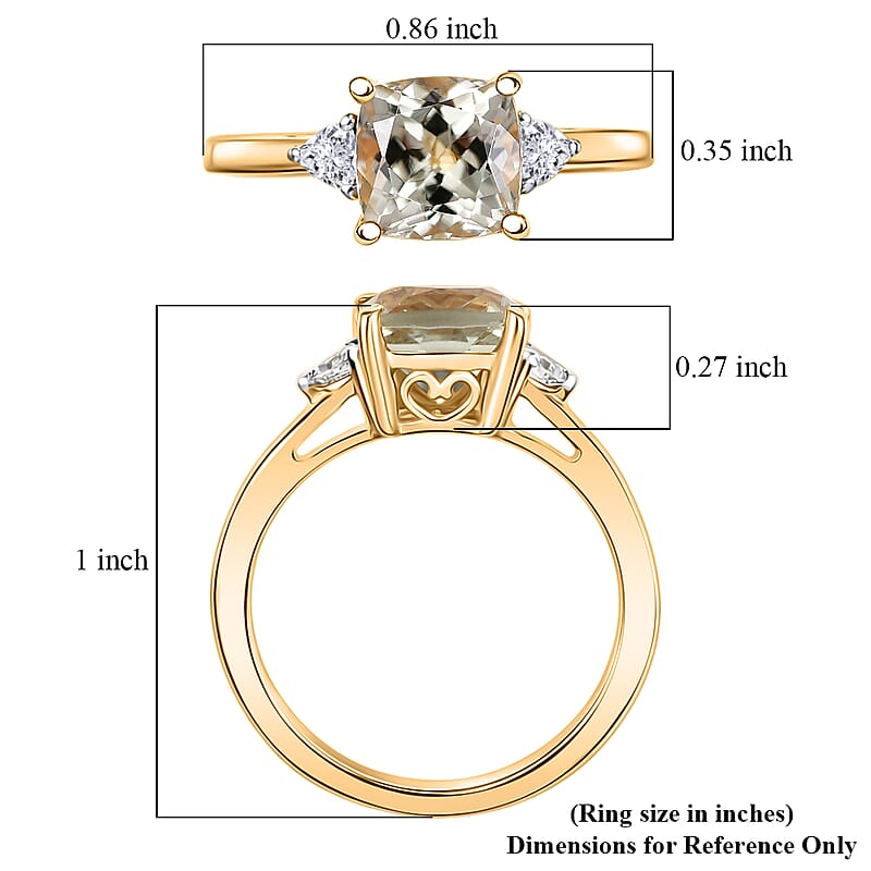AAA Turkizite and Luxuriant Lab Grown Diamond G-H SI 2.10 ctw Modern Royale Ring in 18K Vermeil Yellow Gold Over Sterling Silver (Size 5.0)