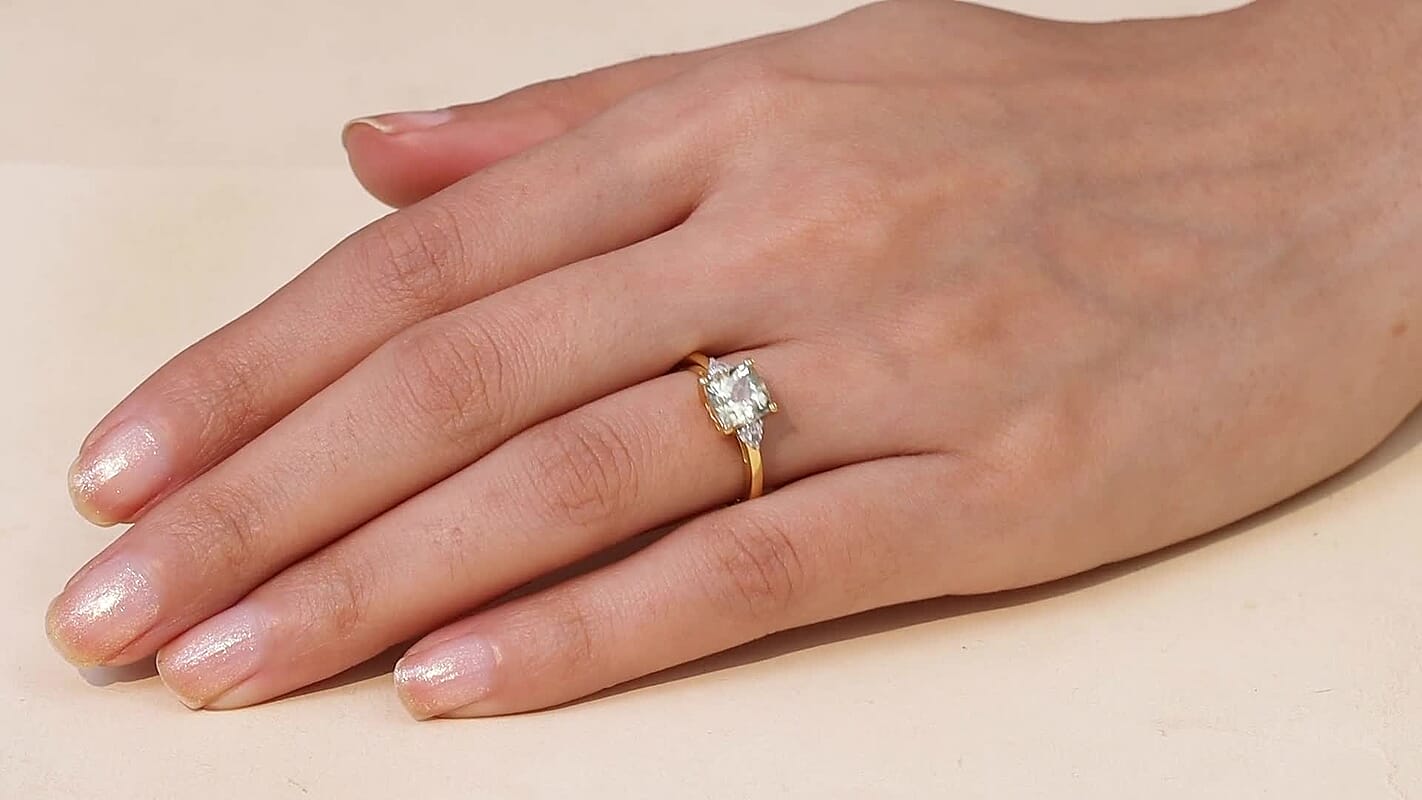 AAA Turkizite, Luxuriant Lab Grown Diamond (G-H, SI) (0.20 cts) Ring in 18K Vermeil YG Over Sterling Silver (Size 10.0) 2.10 ctw