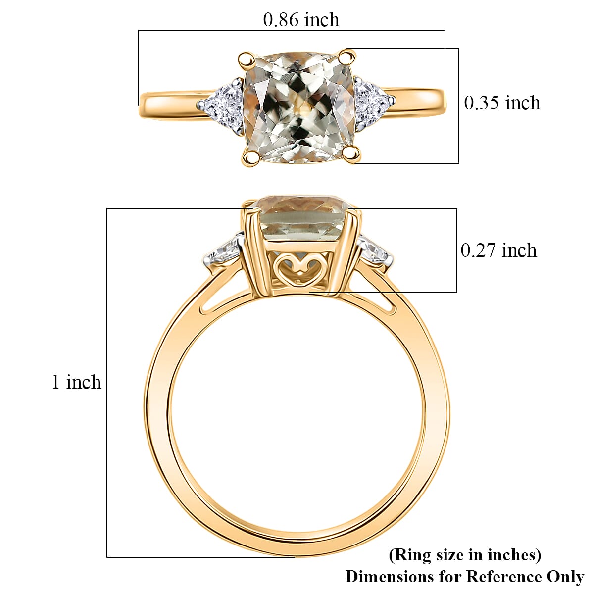 AAA Turkizite and Luxuriant Lab Grown Diamond G-H SI 2.10 ctw Modern Royale Ring in 18K Vermeil Yellow Gold Over Sterling Silver (Size 8.0)