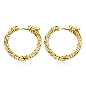 EverTrue Lab Created White Sapphire 4.90 ctw Hoop Earrings in 18K YG Plated