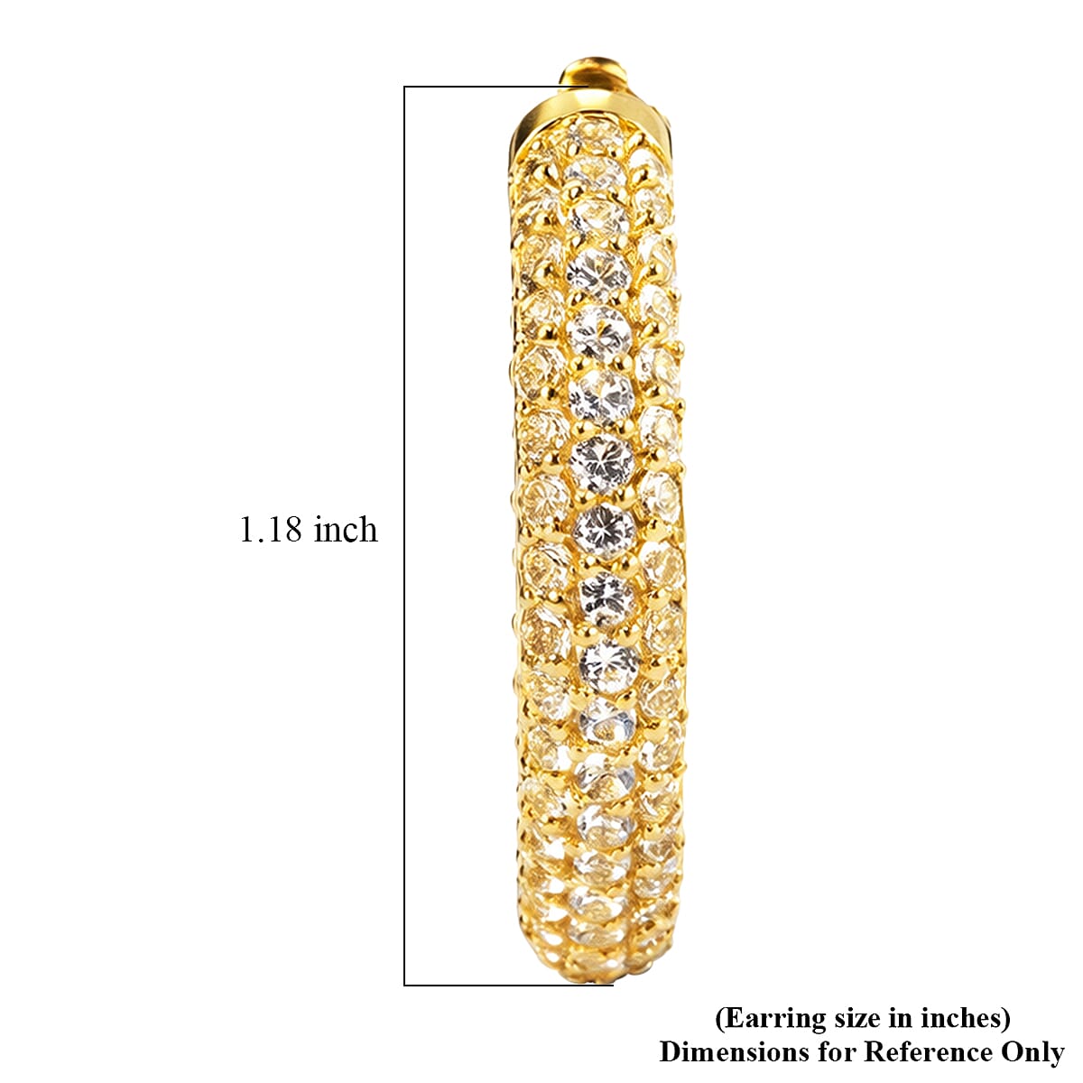 EverTrue Lab Created White Sapphire 4.90 ctw Hoop Earrings in 18K YG Plated image number 4