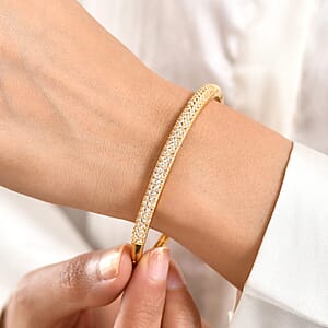 EverTrue Lab Created White Sapphire 4.50 ctw 3 Row Bangle Bracelet in 18K YG Plated (6.50 In)