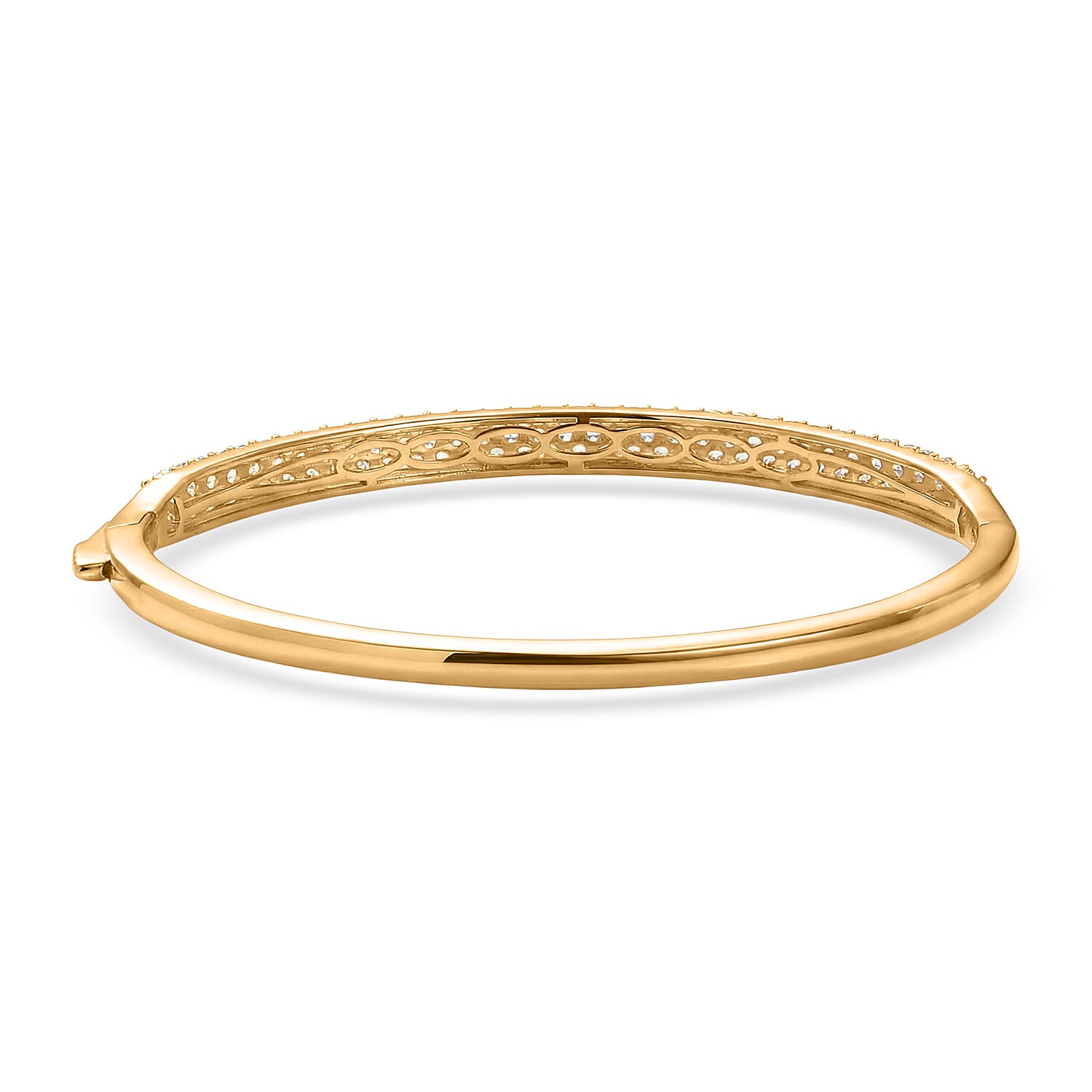 EverTrue Lab Created White Sapphire 4.50 ctw 3 Row Bangle Bracelet in 18K YG Plated (6.50 In)