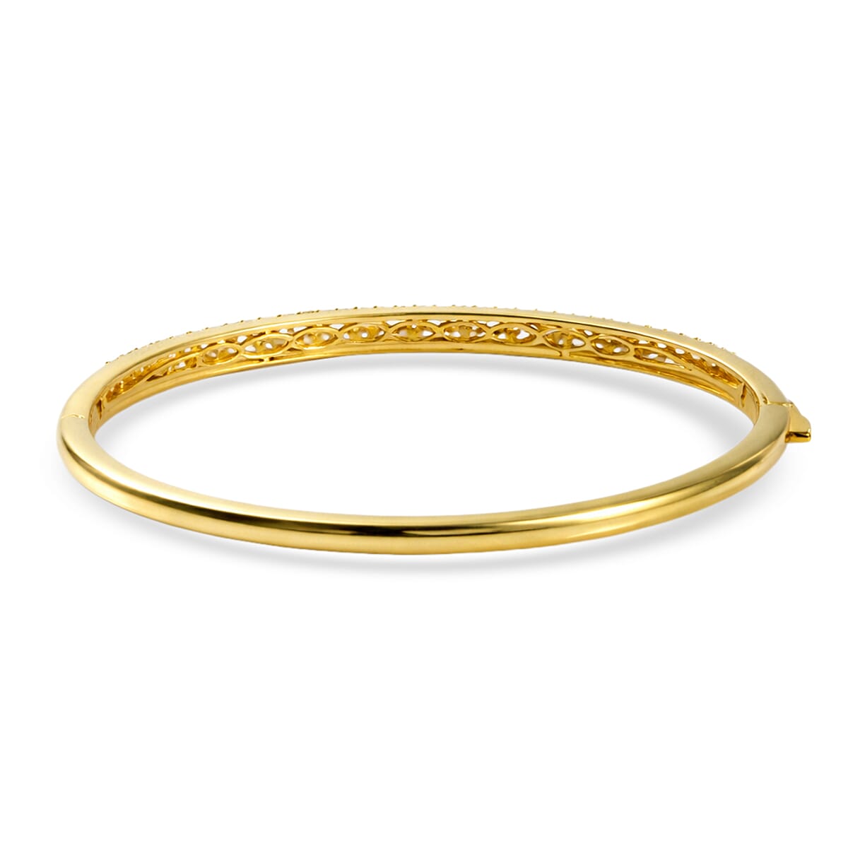 EverTrue Lab Created White Sapphire 4.50 ctw 3 Row Bangle Bracelet in 18K YG Plated (6.50 In) image number 4