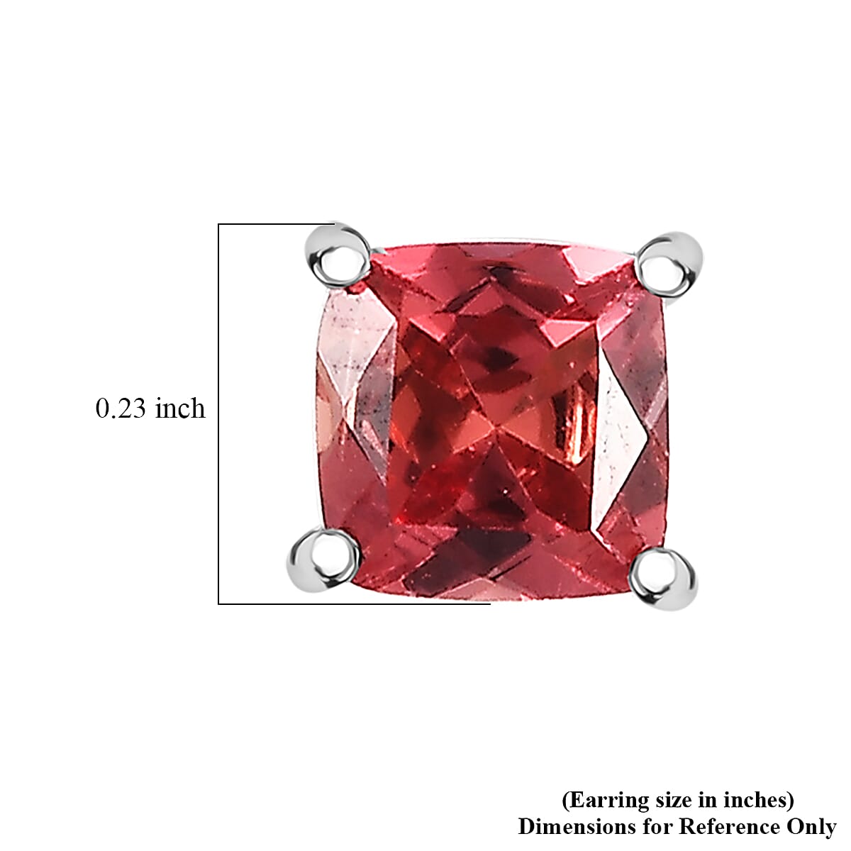 D'Joy Lab Created Orange Sapphire 1.70 ctw Solitaire Stud Earrings in Platinum Over Sterling Silver