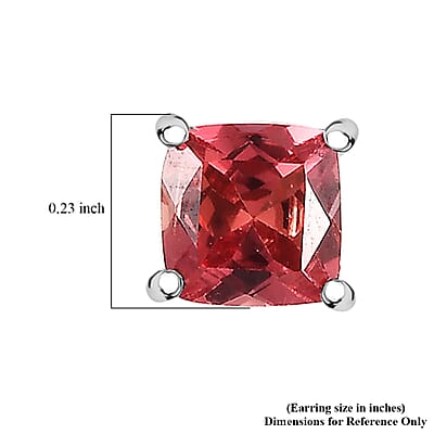 D'Joy Lab Created Orange Sapphire 1.70 ctw Solitaire Stud Earrings in Platinum Over Sterling Silver