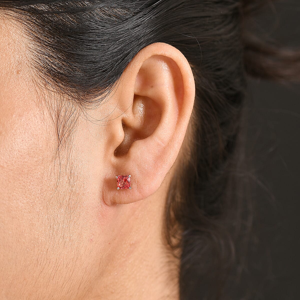 D'Joy Lab Created Sapphire 1.65 ctw Solitaire Stud Earrings in Platinum Over Sterling Silver image number 2