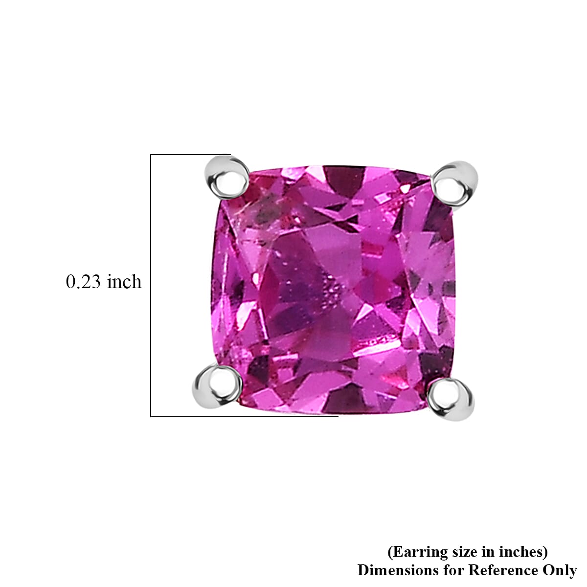 D'Joy Lab Created Pink Sapphire 1.60 ctw Solitaire Stud Earrings in Platinum Over Sterling Silver image number 5