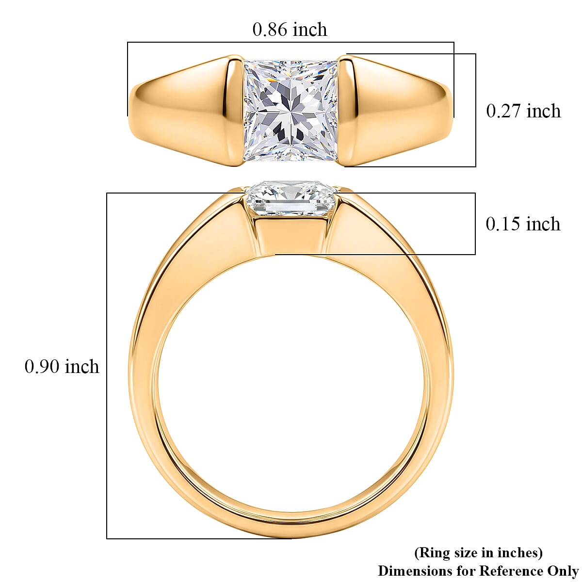 D'Joy Moissanite 1.25 ctw Eternal Spark Ring in 18K Vermeil Yellow Gold Over Sterling Silver (Size 10.0)