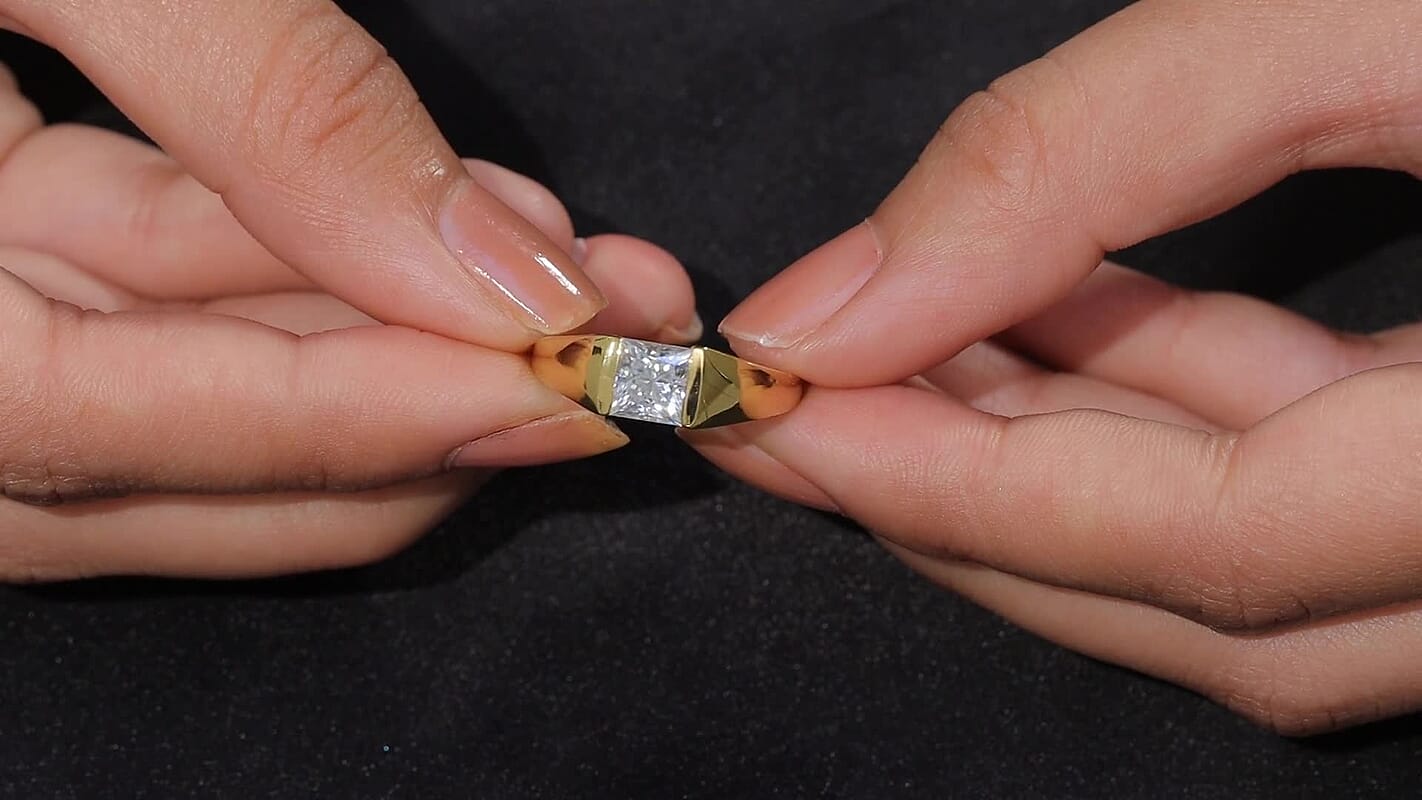 D'Joy Moissanite (Sqr 6x6mm) Ring in 18K Vermeil YG Over Sterling Silver (Size 7.0) 1.25 ctw