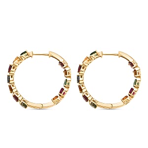 D'Joy Premium Multi-Tourmaline 6.60 ctw Earrings in 18K Vermeil Yellow Gold Over Sterling Silver