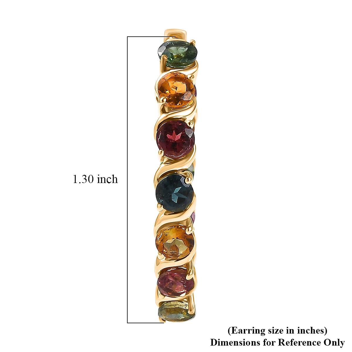 D'Joy Premium Multi-Tourmaline 6.60 ctw Spectrum Link Earrings in 18K Vermeil Yellow Gold Over Sterling Silver image number 4