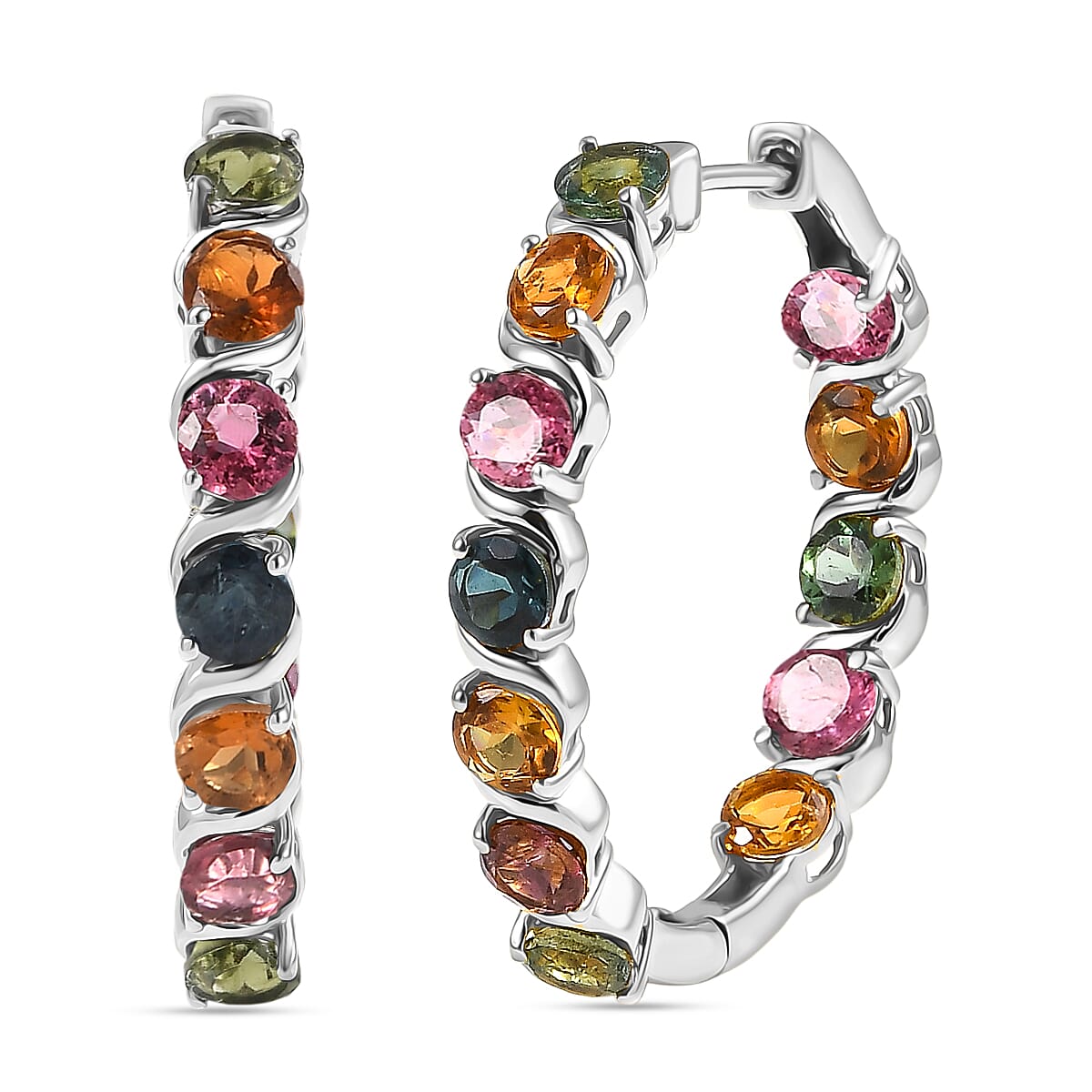 D'Joy Premium Multi-Tourmaline Earrings in 18K Vermeil YG Over Sterling Silver 6.60 ctw