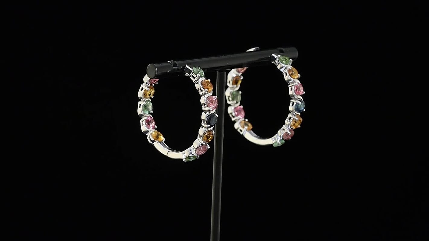 D'Joy Premium Multi-Tourmaline Earrings in 18K Vermeil YG Over Sterling Silver 6.60 ctw