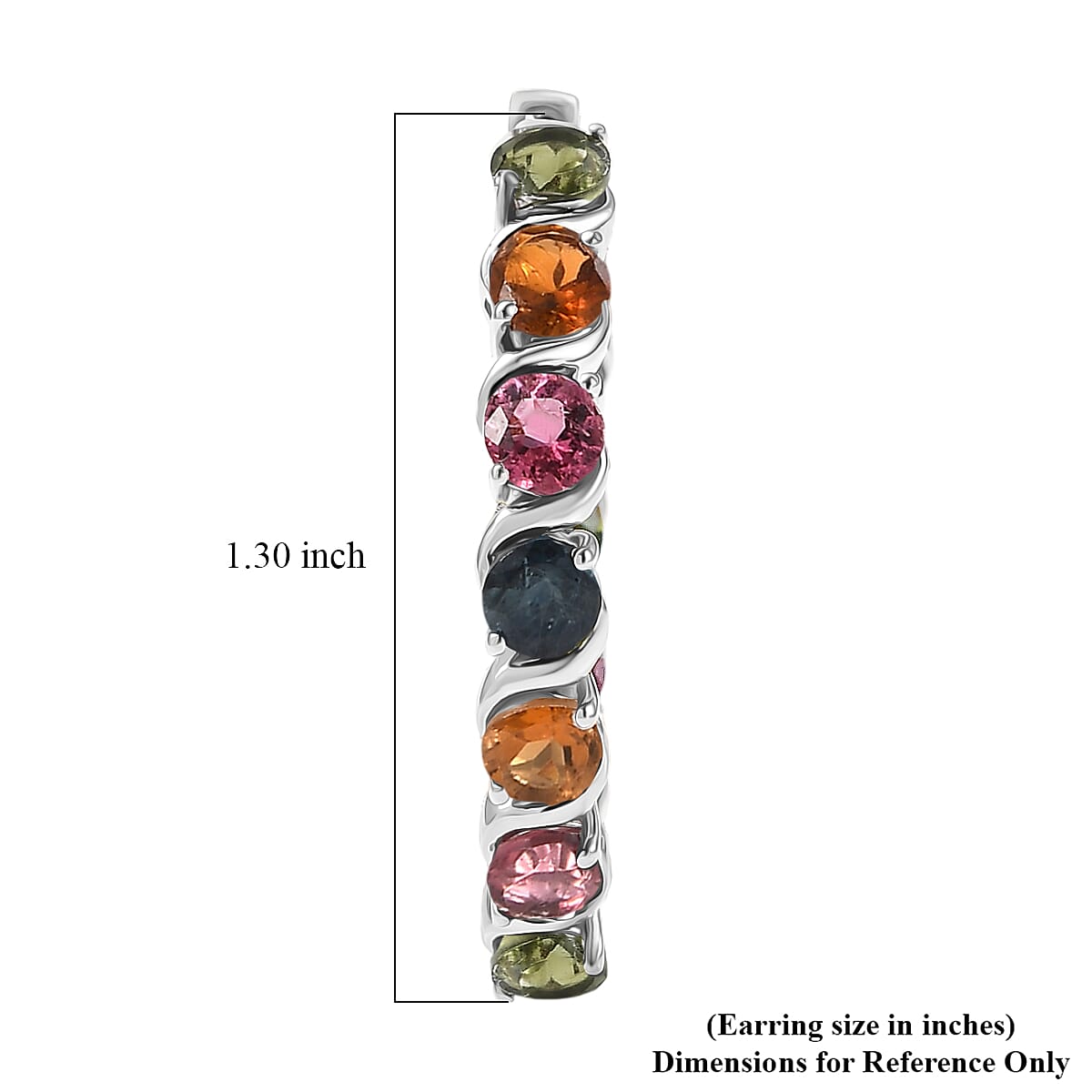 D'Joy Premium Multi-Tourmaline 6.60 ctw Spectrum Link Earrings in Rhodium Over Sterling Silver image number 4