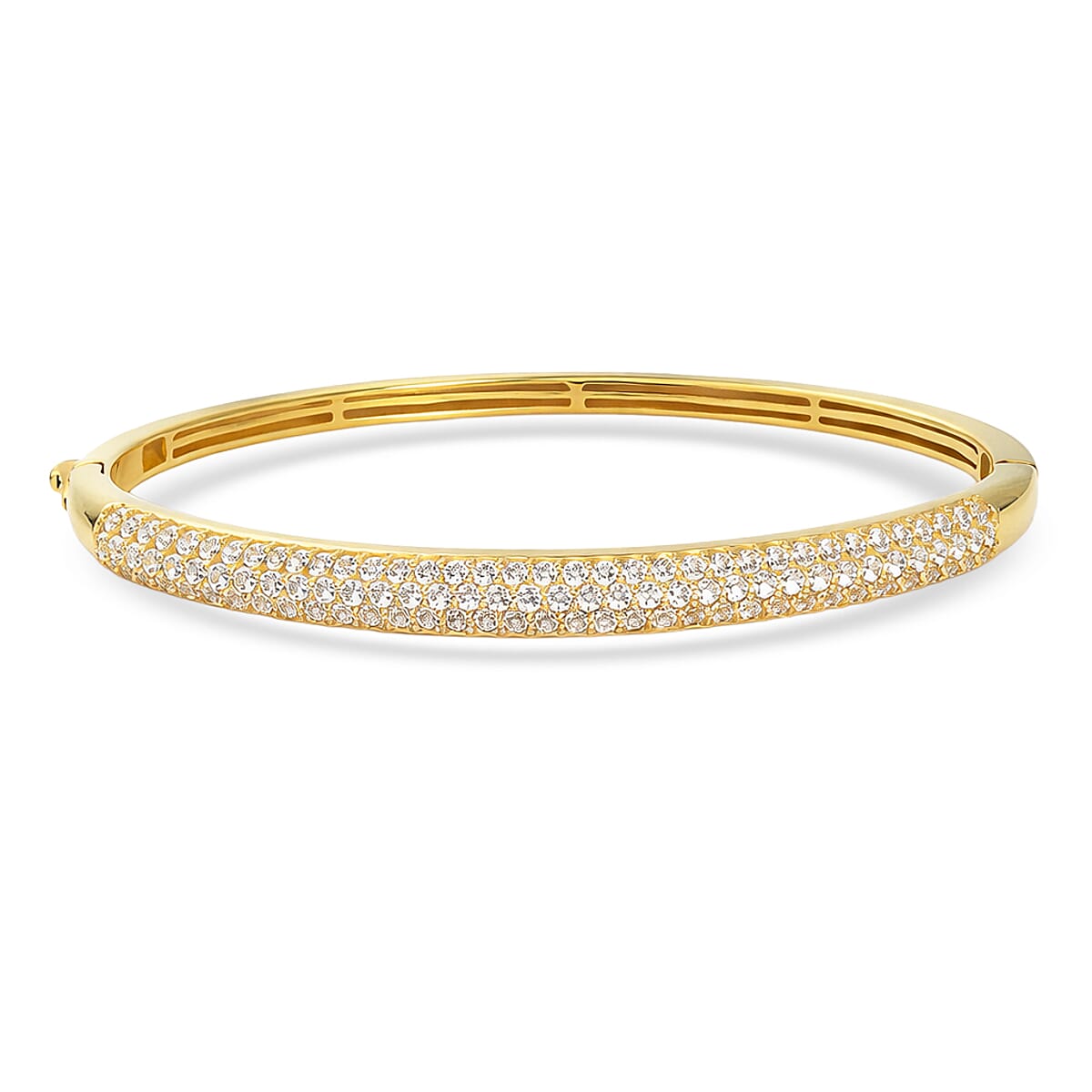 EverTrue Lab Created White Sapphire 4.50 ctw 3 Row Bangle Bracelet in 18K YG Plated (7.25 In) image number 0
