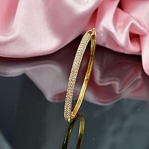 EverTrue Lab Created White Sapphire 4.50 ctw 3 Row Bangle Bracelet in 18K YG Plated (7.25 In)