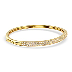 EverTrue Lab Created White Sapphire 4.50 ctw 3 Row Bangle Bracelet in 18K YG Plated (7.25 In)