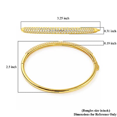 EverTrue Lab Created White Sapphire 4.50 ctw 3 Row Bangle Bracelet in 18K YG Plated (7.25 In)