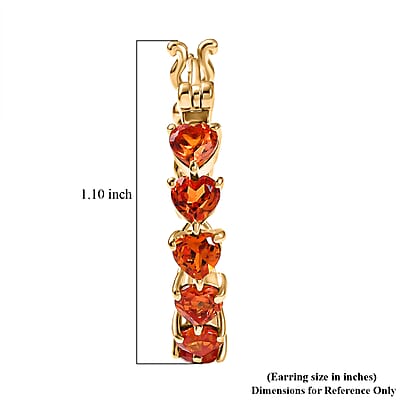 EverTrue Lab Created Orange Sapphire 4.70 ctw Heart Hoop Earrings in 18K YG Plated