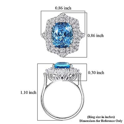 Rhapsody AAAA Santa Maria Aquamarine and Diamond E-F VS 6.50 ctw Ring in 950 Platinum (Size 8.0) 7.75 Grams