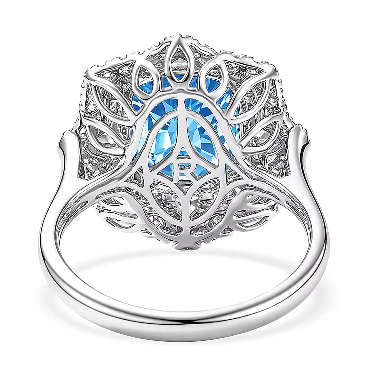 Rhapsody AAAA Santa Maria Aquamarine and Diamond E-F VS 6.50 ctw Ring in 950 Platinum (Size 8.0) 7.75 Grams image number 6
